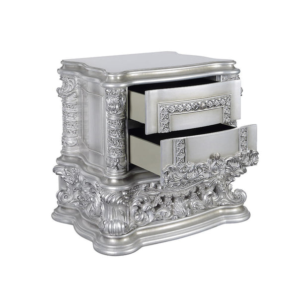  the Valkyrie Bedroom Collection provides the feeling of luxury and sophistication. Ornate carvings with floral scroll design on each piece boast extravagant silhouette