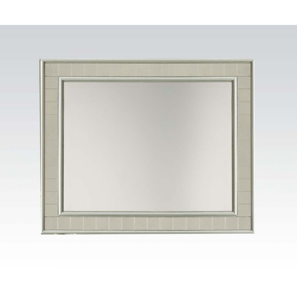 Rectangular Wall Mirror Wooden Molding Trim w/Mirrored Trim Inlay<br/><br/><b>Product Features</b><ul><li>Case: 1Pc/1Ctn</li><li>Finish: Champagne</li><li>Style: Transitional</li><li>Materials: Wood, Mirror, Veneer (Wood), Composite Wood</li></ul><br/>