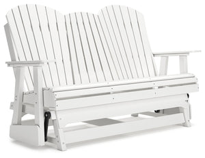  it weathers sunny summer days and cozy winter nights with durable MEGA TUFFâ„¢ HDPE material. <h4><b>Hyland Wave - White - Glider Loveseat</b></h4> <table wi