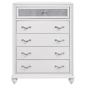  this five-drawer dresser transforms any bedroom into a glamorous retreat. Faceted crystal hardware adds an extra pop of polish. A cris