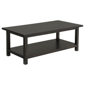 Bring timeless appeal and ample surface space to your living area with this rectangular coffee table. A pine wood and engineered wood construction, enhanced by pine veneer, ensures durability while exuding a warm rustic charm. Its open lower shelf keeps d