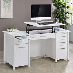  this contemporary desk features clean lines and plenty of space for work or study. Spacious drawers help organize office files and ess