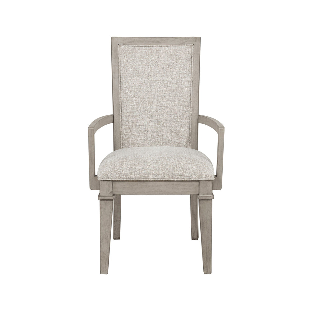 The Mariana Dining Arm Chairs in Vintage CrÃ¨me, available as a set of two, combine timeless craftsmanship with enduring comfort. Constructed from solid Rubberwood, premium manufactured woods, and Acacia wood veneers, these chairs offer long-lasting stren
