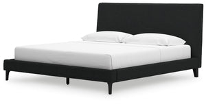 Cadmori - Black - King Upholstered Bed With Roll Slats