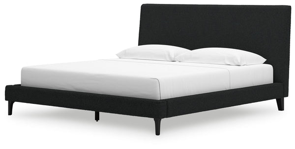 Cadmori - Black - King Upholstered Bed With Roll Slats