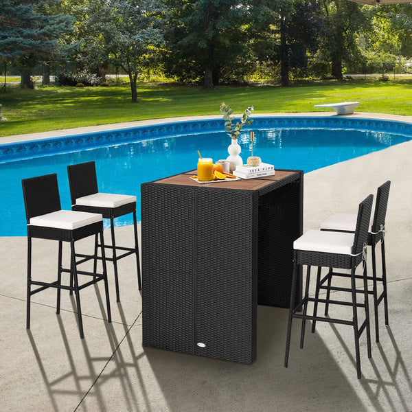 Delivery time may vary per box because of 2 boxes shipment <br>The second box includes all needed screws <br>Space-saving design by tucking bar stools under the table <br>Selected PE wicker for modern appearance and weather resistance <br>Come with solid 