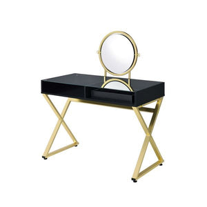 Coleen - Vanity Desk - Black & Gold Finish