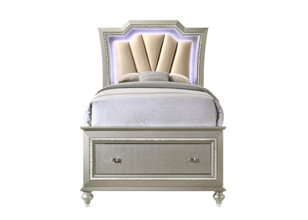Kaitlyn - Twin Bed - PU & Champagne