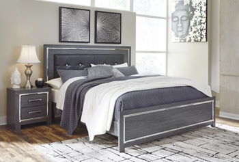 Reminiscent of Hollywood glamour of yesteryear, this king panel bed interprets luxury in a decidedly modern way. Sumptuous details include button-tufted upholstery, faceted faux crystals and chrome-tone accents beautifully lit by LED lights enhanced with 