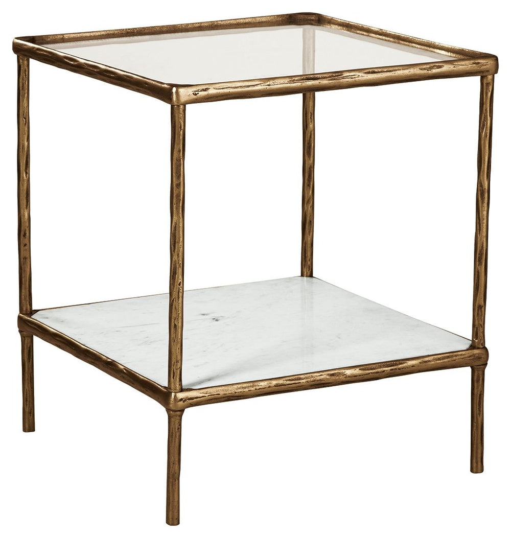 Classic in design with a dash of textural appeal, this accent table provides both flair and function. The glass tabletop offers the perfect perch for a lamp, while the white marble lower shelf is ideal for resting trendy coffee table books and other decor