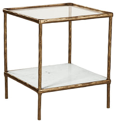 Classic in design with a dash of textural appeal, this accent table provides both flair and function. The glass tabletop offers the perfect perch for a lamp, while the white marble lower shelf is ideal for resting trendy coffee table books and other decor