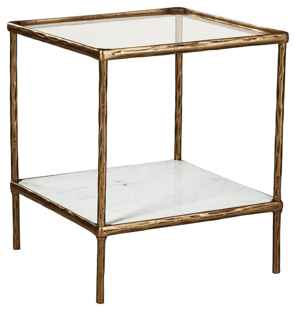 Classic in design with a dash of textural appeal, this accent table provides both flair and function. The glass tabletop offers the perfect perch for a lamp, while the white marble lower shelf is ideal for resting trendy coffee table books and other decor