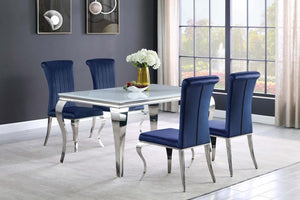 Carone - Rectangular Glass Top Dining Table - White And Chrome