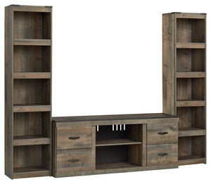 Entertain a rugged yet refined sense of style with this entertainment center. Its rustic finish and plank-style details pay homage to reclaimed barn wood, while nailhead accent trim infuses a touch of industrial cool. Ultra clean lines ensure a look that 