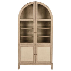  the upper section offers four tiers of shelving