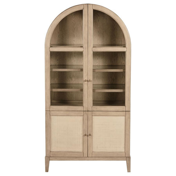  the upper section offers four tiers of shelving