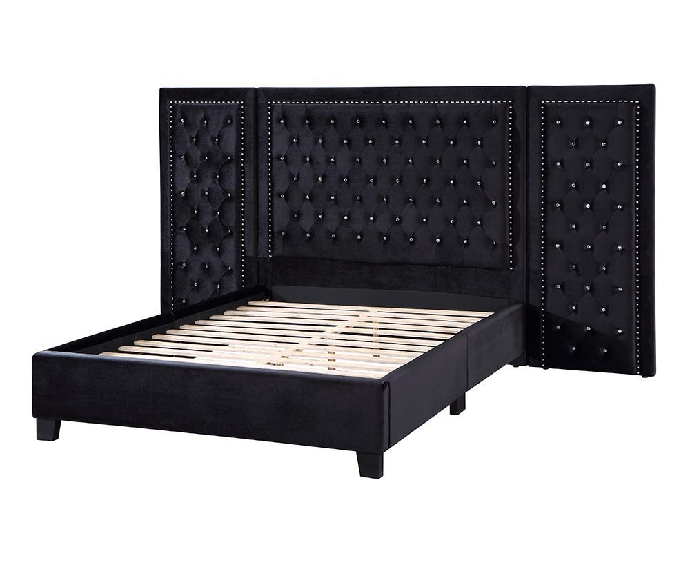 With an oversized headboard, the Damazy bed will become the focal point of any bedroom. The headboard features silver nailhead trim to frame in the crystal-like button tufting. The glimmering crystals give this bed the right hint of glamour. This Damazy b