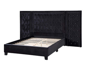  the Damazy bed will become the focal point of any bedroom. The headboard features silver nailhead trim to frame in the crystal-like button tufting. The glimmering crystals give this bed the right hint of glamour. This Damazy b