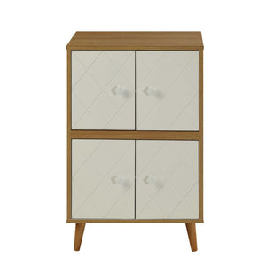  beautiful and elegant Anita console table. It is made in a Mid-Century style and versatile in any modern or classical interior. This rectangular console table has natural & white finish with 4 Wooden white Doors with a Dia