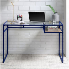 KD, Rectangular Writing Desk () â€¢ Storage: Open Compartment (Wooden Shelf, Fixed) â€¢ Glass Top (Back Open) â€¢ Metal Sled Base (Back Open) â€¢â€¢ CONSTRUCTION â€¢â€¢ Glass Top: 5mm Clear â€¢ Metal Frame: Metal Tube (Steel), 1mm â€¢ [Not Included: Cord 