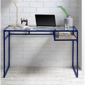 KD, Rectangular Writing Desk () â€¢ Storage: Open Compartment (Wooden Shelf, Fixed) â€¢ Glass Top (Back Open) â€¢ Metal Sled Base (Back Open) â€¢â€¢ CONSTRUCTION â€¢â€¢ Glass Top: 5mm Clear â€¢ Metal Frame: Metal Tube (Steel), 1mm â€¢ [Not Included: Cord 