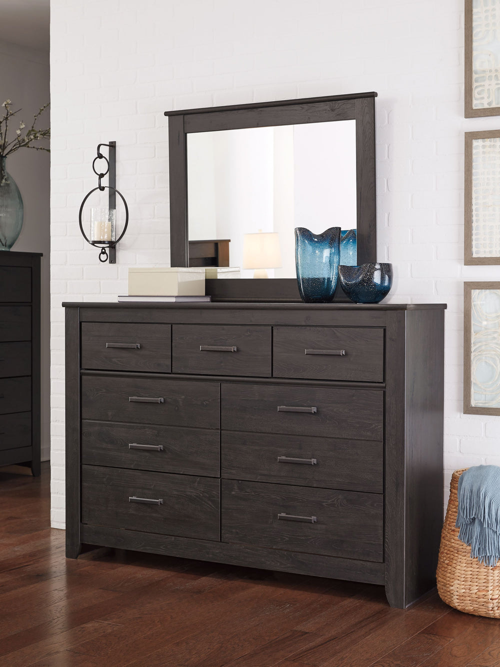 Brinxton - Charcoal - 6 Pc. - Dresser, Mirror, Chest, Queen Panel Bed
