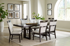 This dining package is the perfect blend of modern and contemporary styles. Its solid construction and easy-clean NuvellaÂ® upholstery make it both durable and easy to care for. Incorporating high style and low maintenance, this is a set youâ€™ll enjoy fo