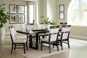 This dining package is the perfect blend of modern and contemporary styles. Its solid construction and easy-clean NuvellaÂ® upholstery make it both durable and easy to care for. Incorporating high style and low maintenance, this is a set youâ€™ll enjoy fo