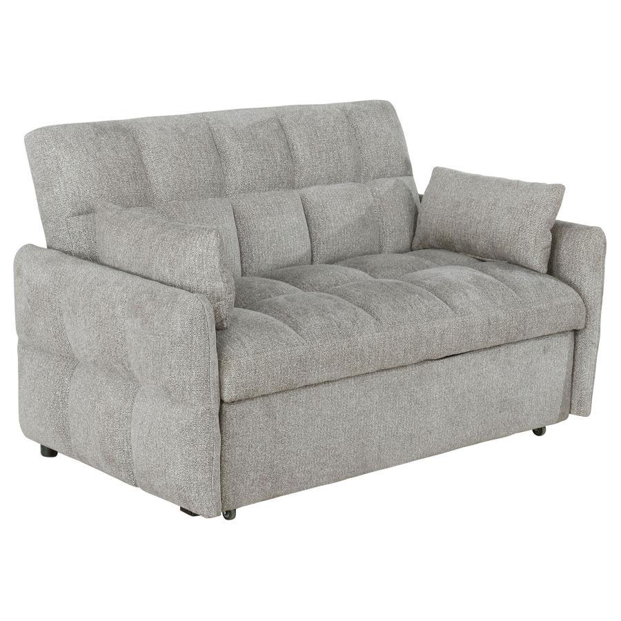 Get the best of both worlds for snoozing and lounging with this sleeper sofa. All over-tufting enhances the comfort of the chenille fabric. Slim arms and a rounded rectangular backrest give it a modern flair as a stylish sofa. Fold down the backrest to ea
