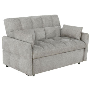 Get the best of both worlds for snoozing and lounging with this sleeper sofa. All over-tufting enhances the comfort of the chenille fabric. Slim arms and a rounded rectangular backrest give it a modern flair as a stylish sofa. Fold down the backrest to ea