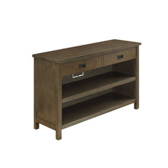 The gorgeous Asteris Rectangular console table in gray-oak finish demonstrates style with a transitional design. This table features 2 Open Compartment, & 1 drawer. Add this console table to any room in your home and you-'re sure to turn heads with its el