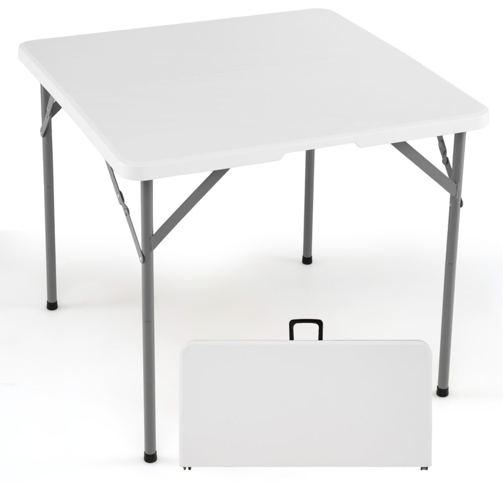 Fold in half for easy portability and compact storage<br>Effortless folding process with the security lock and fixing buckle<br>HDPE top is anti-fading  heat resistant  stain resistant  and sun-protective<br>Honey-comb structure and metal legs to ensure a