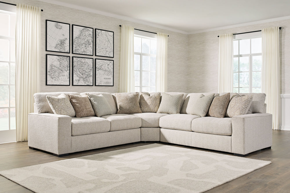 Reminiscent of a fine, subtly patterned herringbone jacket, this casually elegant sectional offers contemporary style in spades. A distinctive curved shape provides plenty of leg room, while soft feather-blend cushions maximize relaxation. Why skimp on co
