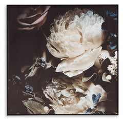 Fall in love with florals. This wall art has a feminine feel, giving the viewer a close look at the delicately unfolding petals of assorted flowers. Its blend of light and dark hues suits a variety of spaces, from casual to contemporary.<br/><br/><b>Produ