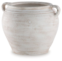 Celebrate the artisanal character of ceramics with this vase. Its distressed white finish has a time-worn, weathered appeal, offering the look of the past with a modern feel. The vase-'s neutral tone makes it a go-to for all seasons, allowing you to stage