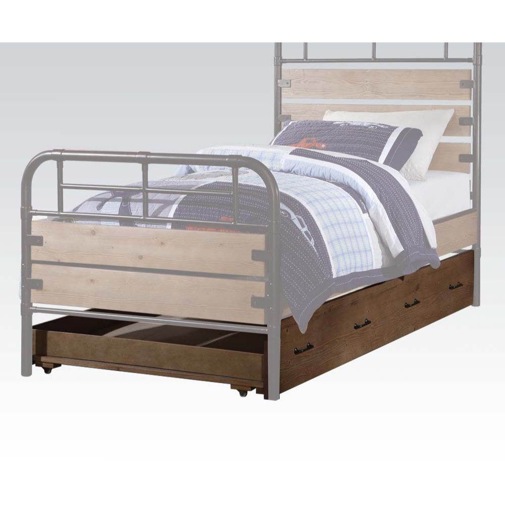 KD, Twin Trundle w/4 caster wheels<br/><br/><b>Product Features</b><ul><li>Optional Trundle</li><li>Twin Trundle</li><li>Caster wheels Included</li><li>Case: 1Pc/1Ctn</li><li>Finish: Antique Oak</li><li>Style: Industrial</li><li>Materials: Wood, Composite