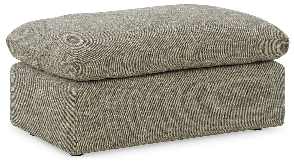 On the days when rest and relaxation seem out of reach, this ottoman provides a positively plush foot perch. Its feather-fiber blend cushion invites you to float away in cloud-like comfort. Striking granite-hued upholstery and a streamlined frame grant th
