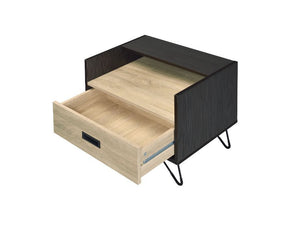  with a rich black finish for industrial look. There is a ample table top space with a storage drawer and a open compartment 
