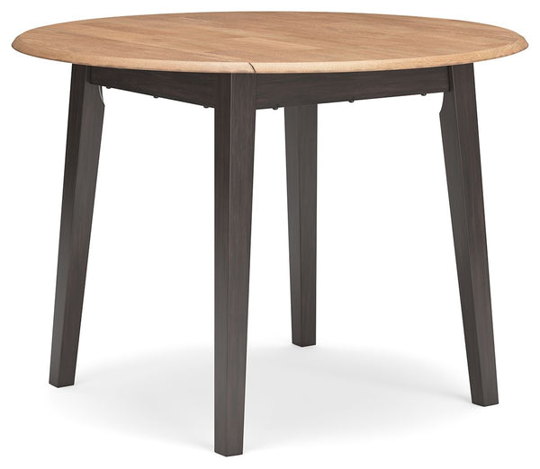 Complement your homeâ€™s simply relaxed sensibility with this drop-leaf dining table. A handsome dark brown hue offers a chic contrast to the natural wood tone, for a neutral look that vibes with a variety of aesthetics. When guests drop by, convert it fr