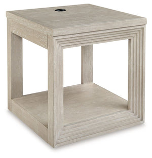 Transitional design takes on a contemporary look with this end table. Its trend-right glazed bisque finish elevates your interior space with a clean, modern palette. Add decor to the lower shelf and soak in all of the style. Convenient wireless charging m