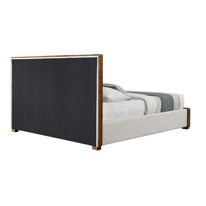 Sandro - Queen Bed - White Boucle & Walnut