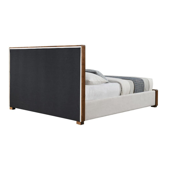 Sandro - Queen Bed - White Boucle & Walnut