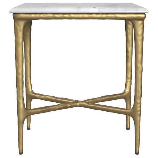  hand-hammered steel frame finished in a luxurious gold. The organic texture of
