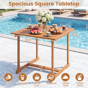 1.97" built-in umbrella hole enables easy installation of shade for sunny days<br>35.5" spacious tabletop offers ample room for meals and gatherings<br>Crafted from splinter-free  high-hardness and crack-resistant acacia wood<br>Offer space for the fruit 