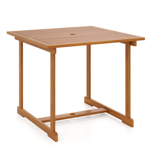 1.97" built-in umbrella hole enables easy installation of shade for sunny days<br>35.5" spacious tabletop offers ample room for meals and gatherings<br>Crafted from splinter-free  high-hardness and crack-resistant acacia wood<br>Offer space for the fruit 