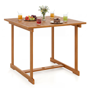 1.97" built-in umbrella hole enables easy installation of shade for sunny days<br>35.5" spacious tabletop offers ample room for meals and gatherings<br>Crafted from splinter-free  high-hardness and crack-resistant acacia wood<br>Offer space for the fruit 