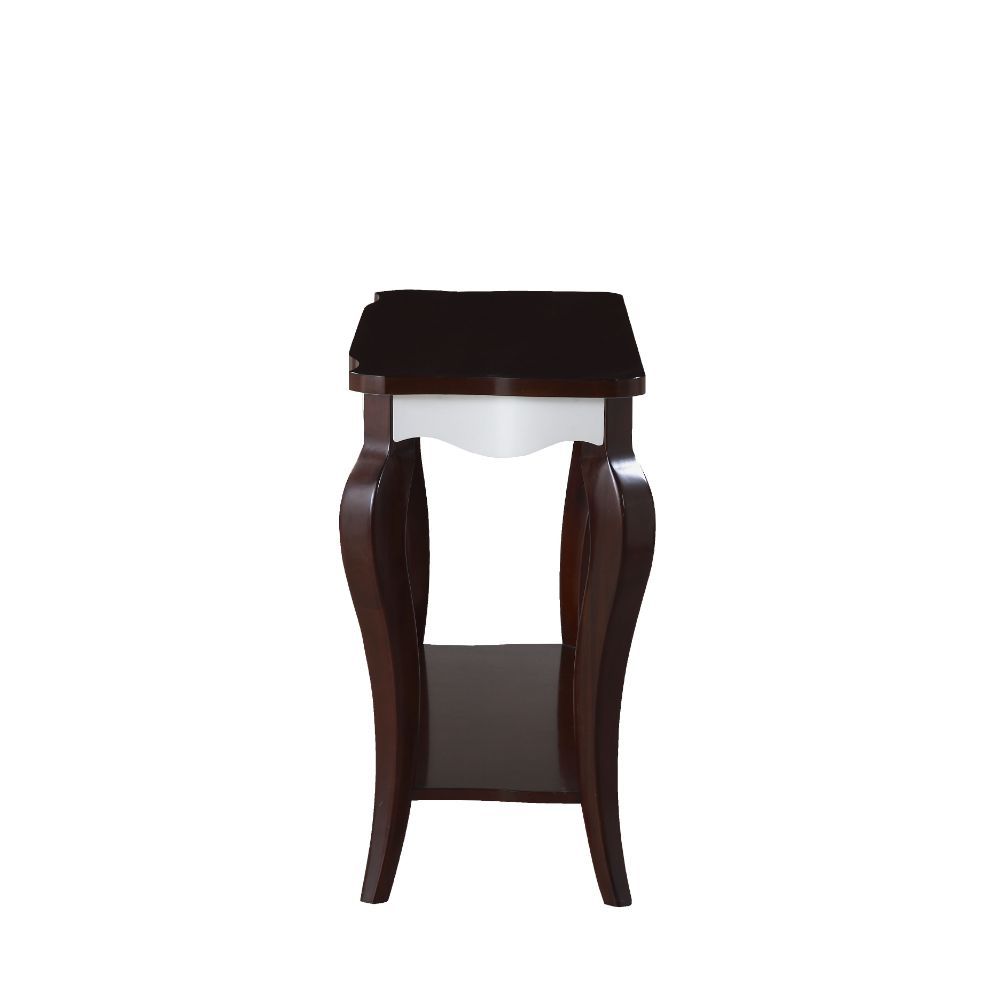 KD, Rectangular Leg Sofa Table â€¢ NO Storage (Open Base) â€¢â€¢ CONSTRUCTION â€¢â€¢ Wood Top & Scrolled Apron: Walnut Top & White Apron (Fixed Top) â€¢ Wood Cabriole Leg: Walnut Finish â€¢<br/><br/><b>Product Features</b><ul><li>Case: 1Pc/1Ctn</li><li>Fi