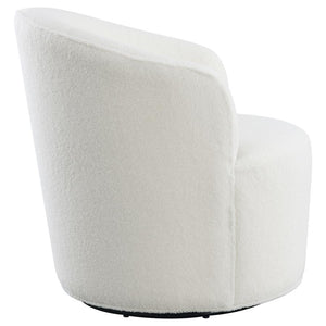 Joyce - Upholstered Barrel Back Swivel Chair - White