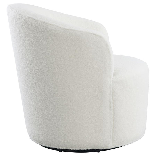 Joyce - Upholstered Barrel Back Swivel Chair - White
