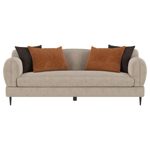 Jade - Chenille Upholstered Sculpted Track Arm Sofa - Latte